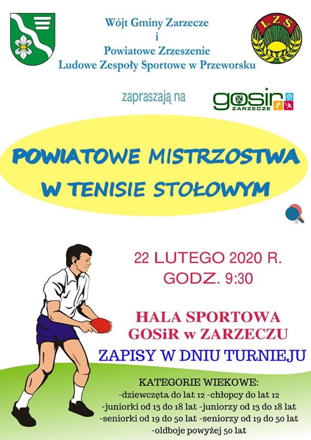 Powiatowe Mistrzostwa w tenisie stołowym w Zarzeczu