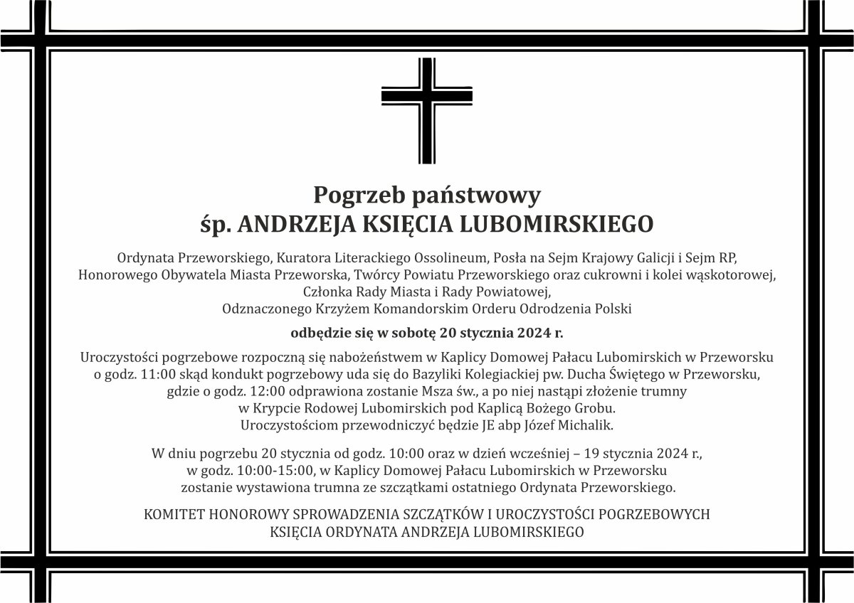 Pogrzeb państwowy śp. Księcia Ordynata Andrzeja Lubomirskiego