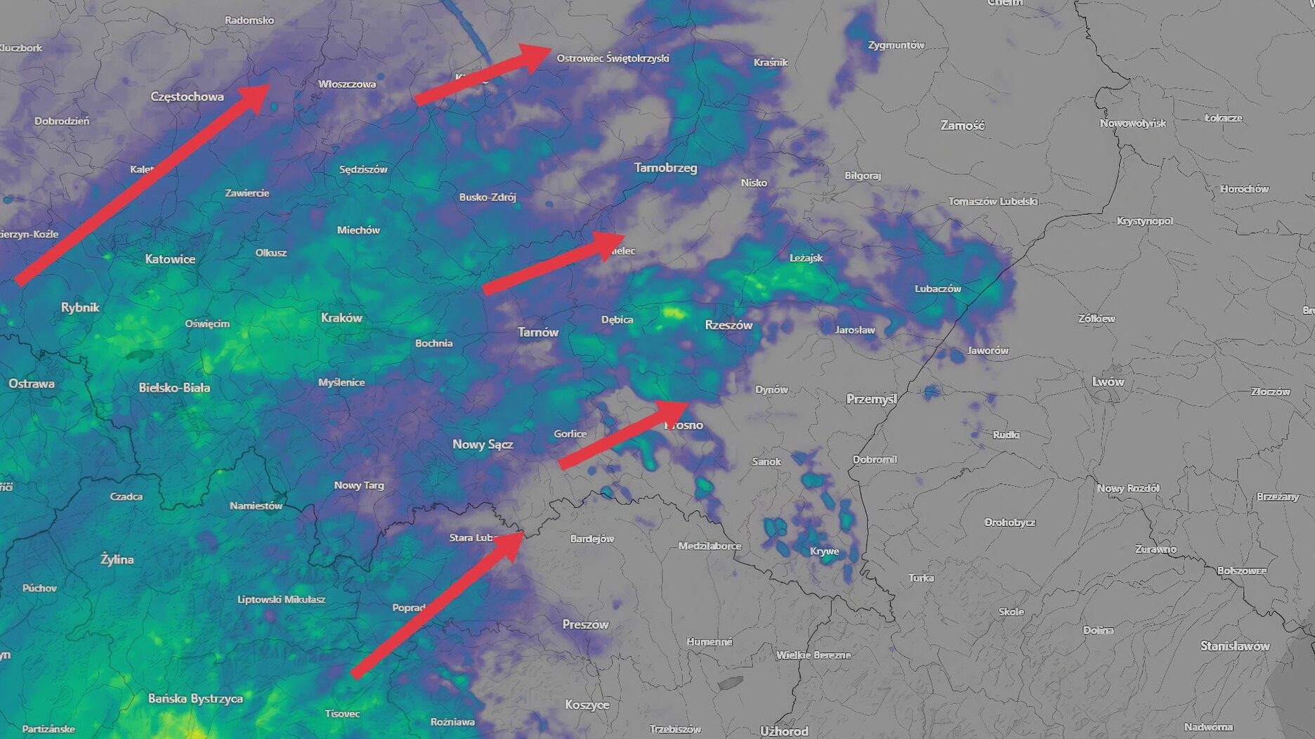 Nadciągają Opady Deszczu Nad Podkarpacie