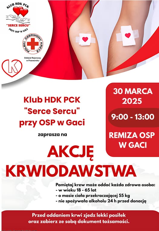Oddaj krew i podaruj "Serce Sercu"! Akcja krwiodawstwa w Gaci