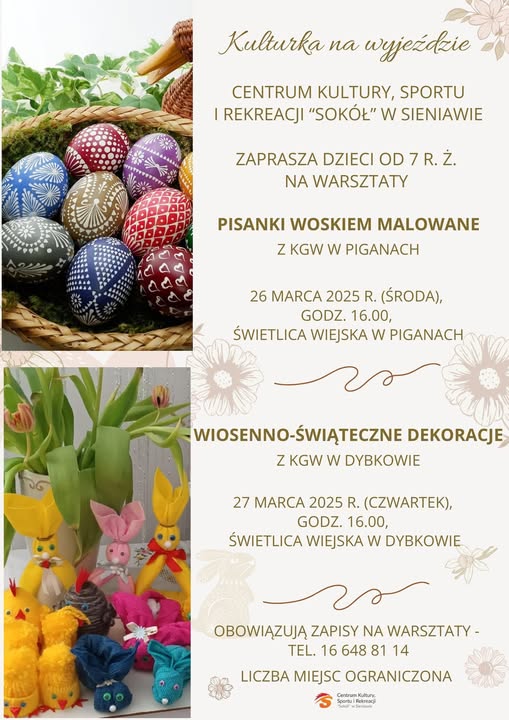 Wielkanocne warsztaty dla dzieci w Sieniawie i okolicach