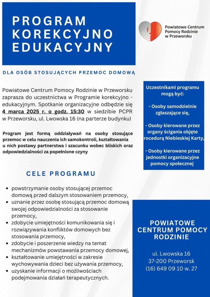 Program Korekcyjno-Edukacyjny Dla Osób Stosujących Przemoc Domową W Przeworsku