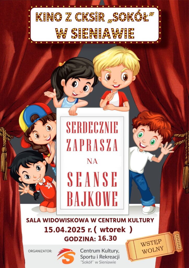 Kino dla najmłodszych w Sieniawie! Zapraszamy na animację!