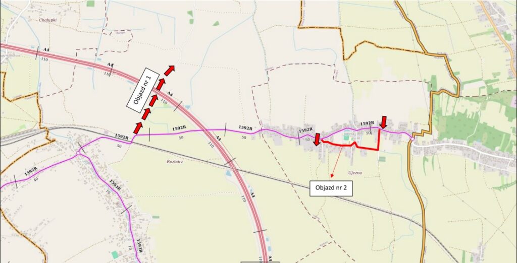 Zamknięcie drogi powiatowej w Ujeznej z powodu przebudowy przepustu