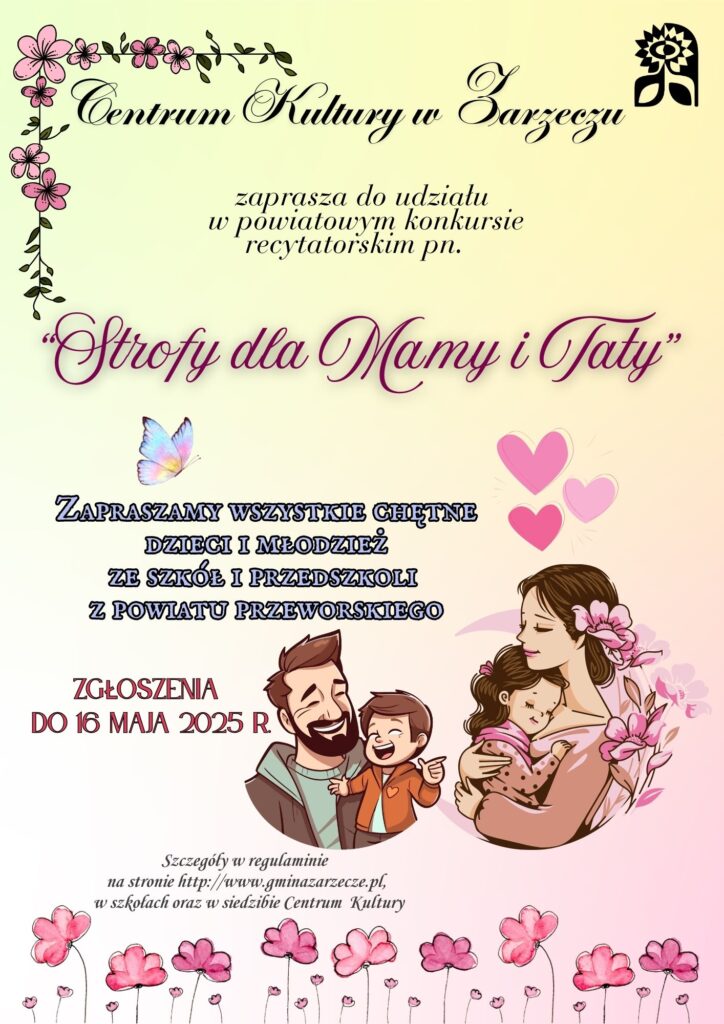 Powiatowy Konkurs Recytatorski „Strofy dla Mamy i Taty” – ruszyły zapisy 1 Powiatowy Konkurs Recytatorski „Strofy dla Mamy i Taty” – ruszyły zapisy
