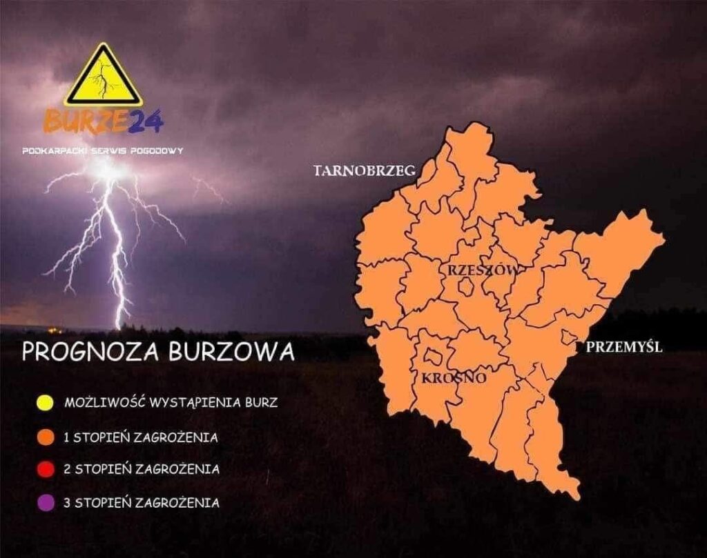 Podkarpacie. Sprawdź prognozę! Czeka nas burzowy czwartek z ryzykiem podtopień 1 Podkarpacie. Sprawdź prognozę! Czeka nas burzowy czwartek z ryzykiem podtopień