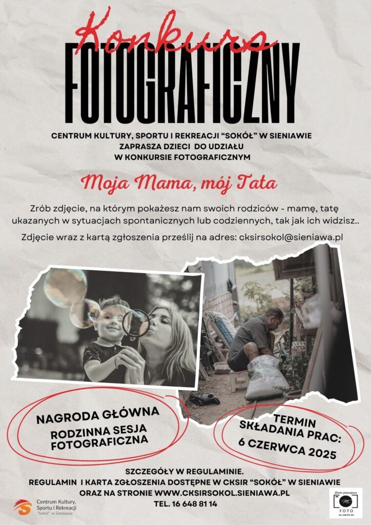 Konkurs fotograficzny "Moja Mama. Mój Tata" w Sieniawie. Do wygrania rodzinna sesja!