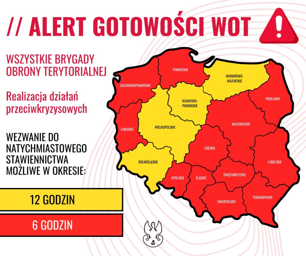 Wojska Obrony Terytorialnej w stanie gotowości! Alert RCB w związku z możliwymi nawałnicami