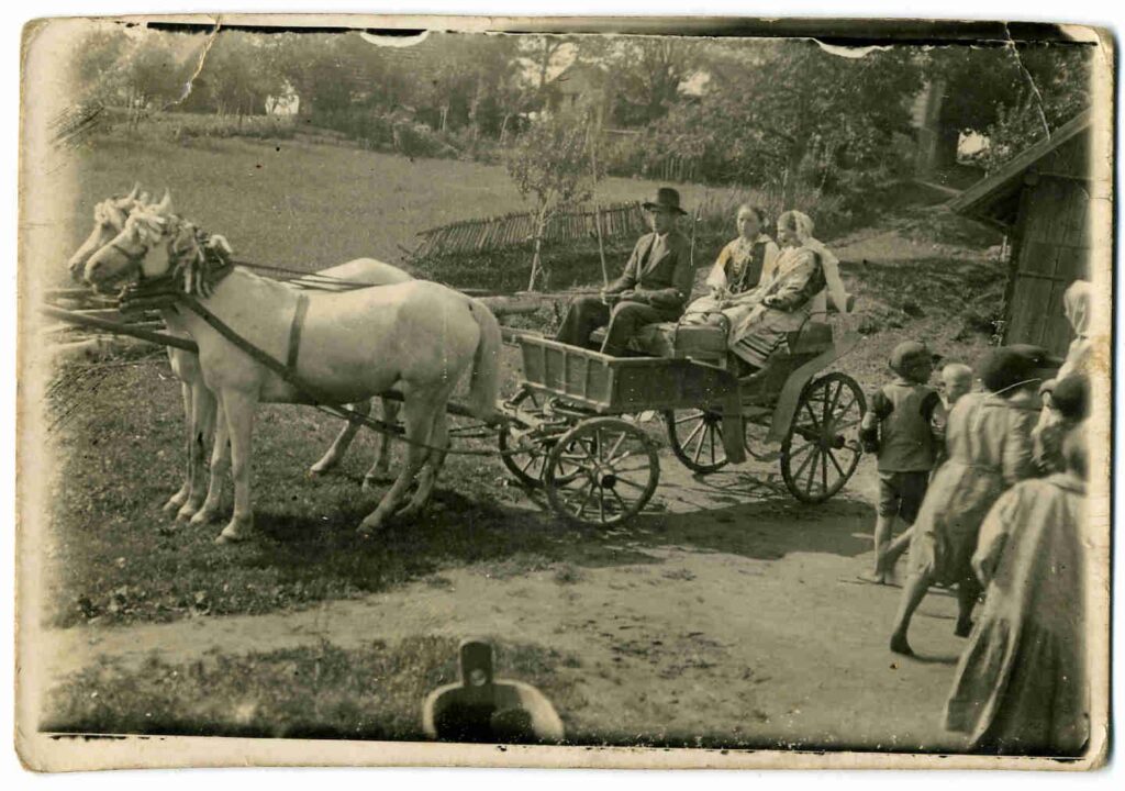  Wiktoria Niemczak W Bryczce Tzw. Wasążku, Rozwozi Zaproszenia Na Ślub (Fot. J. Ulma; Ze Zbiorów Rodziny.