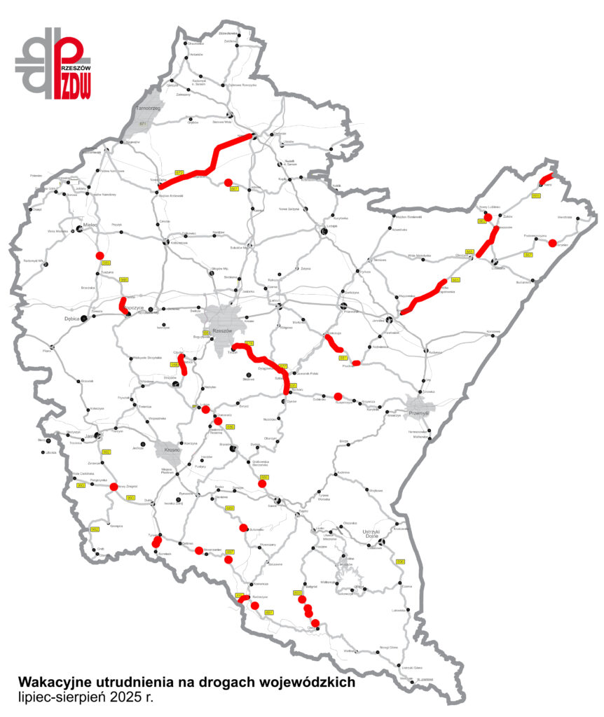 wakacyjne utrudnienia na drogach wojewodzkich 2025
