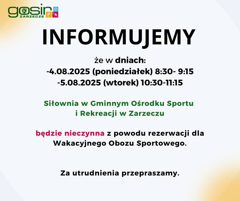 Utrudnienia na siłowni w Zarzeczu. Sprawdź, w jakich godzinach będzie nieczynna 1 527028787 1297751512361929 44536748424032087 n
