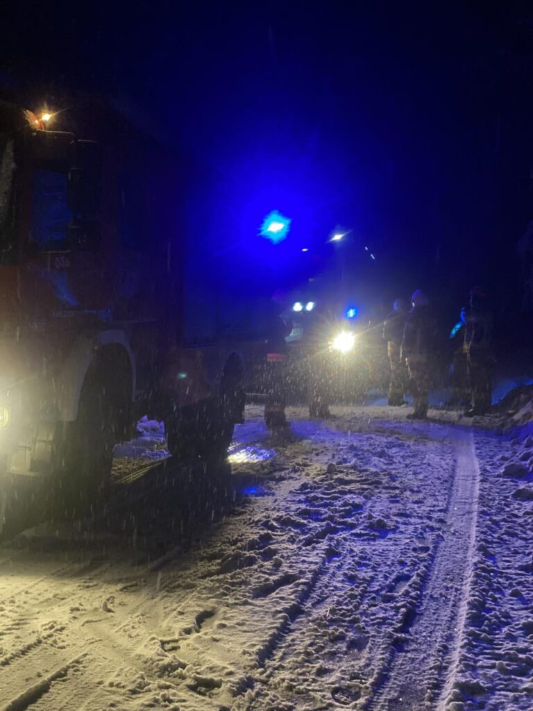 Łopuszka Wielka. Zwarcie na linii energetycznej. Nocna interwencja strażaków i pogotowia 1 585649793 1160045312905451 5230882134270864619 n