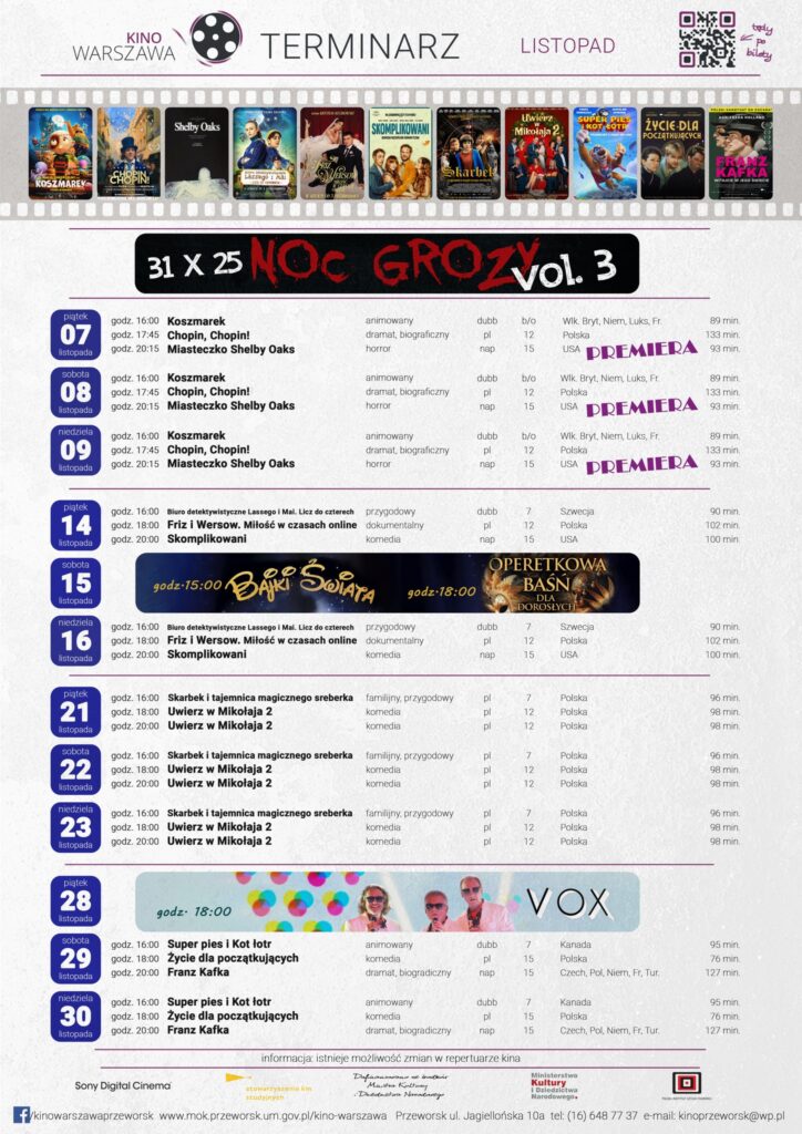Horrory, Polskie Komedie I Kandydat Do Oscara. Kino Warszawa W Przeworsku Zaprasza Na Listopadowe Seanse 1 Kino Przeworsk Listopad 2025