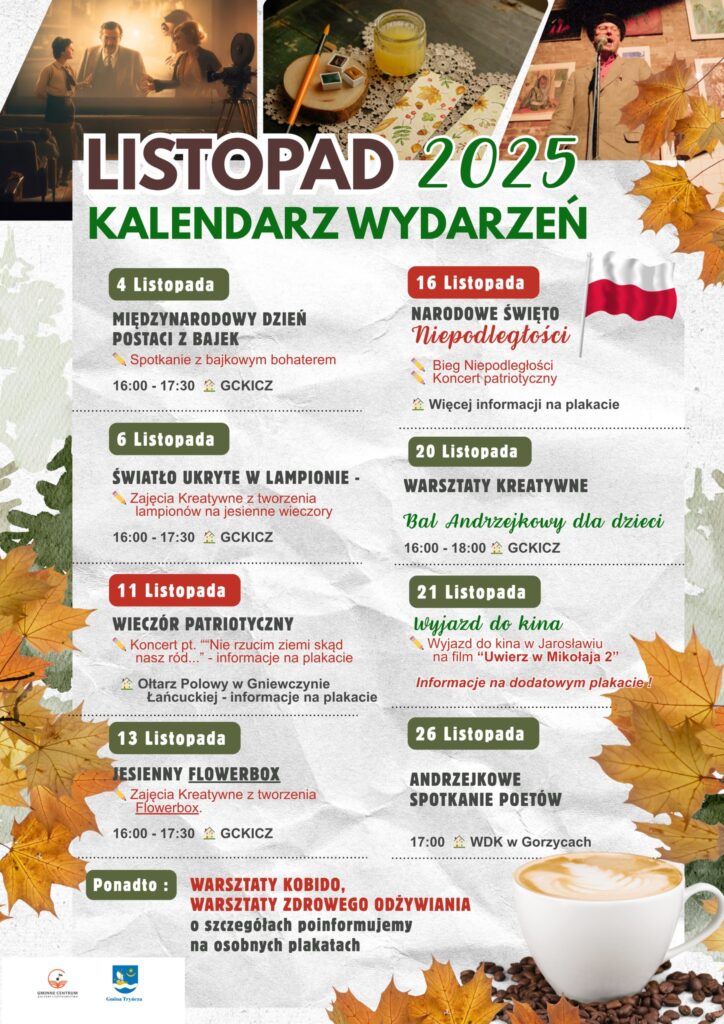 Koncerty, warsztaty i bal andrzejkowy. Gmina Tryńcza przedstawia bogaty kalendarz wydarzeń na listopad 1 tryncza listopad