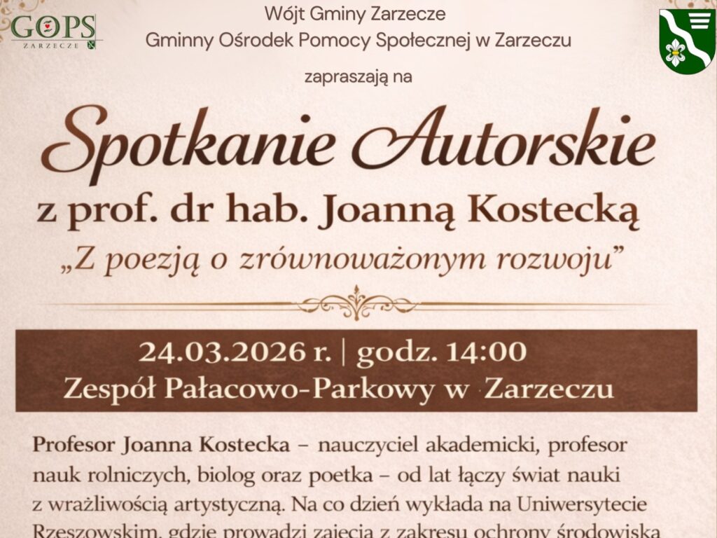 Spotkanie autorskie z prof. Joanną Kostecką w Zarzeczu