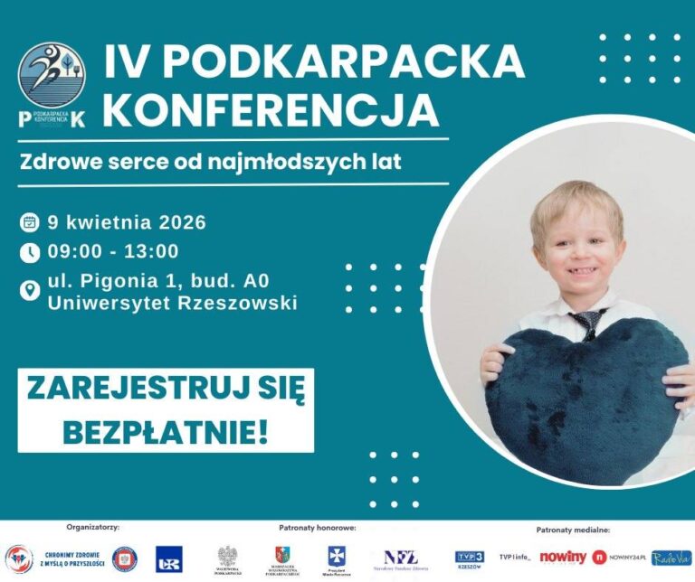 Zapowiedź IV Podkarpackiej Konferencji „Zdrowe Serce od najmłodszych lat” na Uniwersytecie Rzeszowskim.