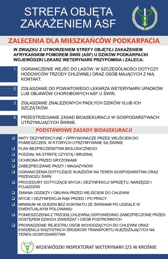 Informacja O Asf I Padłych Dzikach W Powiecie Przeworskim, Komunikat Weterynarii