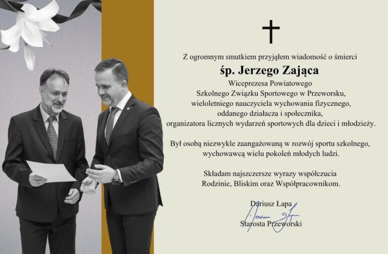 Grafika starosty przeworskiego upamiętniająca Jerzego Zająca