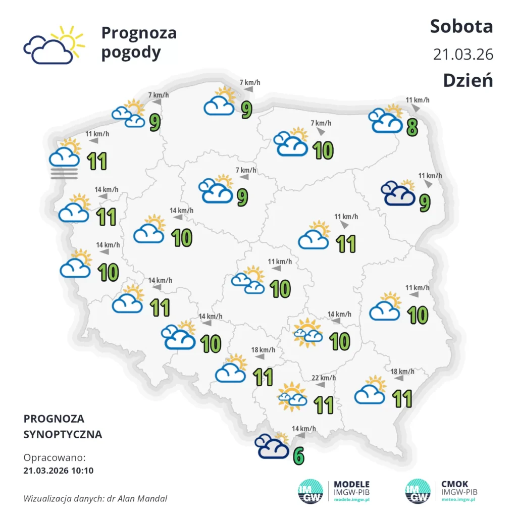 Zachmurzone niebo i chłodny poranek w regionie Podkarpacia