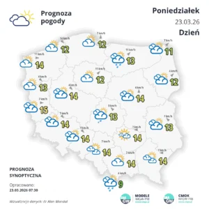 Słoneczna pogoda z lekkim zachmurzeniem i chłodnym porankiem w regionie