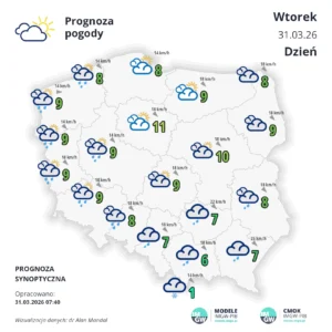 Pogoda dla Podkarpacia na 31 marca i 1 kwietnia 2026