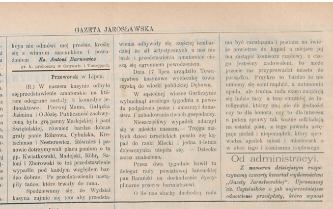Gazeta Jarosławska: Dwutygodnik Ekonomiczno-Polityczny. 1892, R. 2, Nr 19 (15 Lipca)