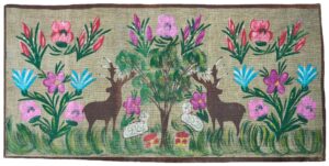 Makata malowana na płótnie lnianym: „Jelenie”, pochodzi z lat 70. XX w.