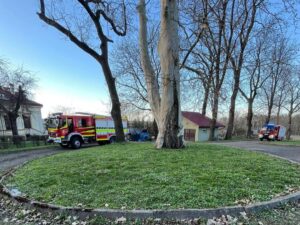 Pożar drzewa od petardy w Łopuszce Małej