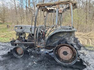 Pożar ciągnika w Pawłowej