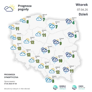 Mapa pogodowa 7 kwietnia 2026