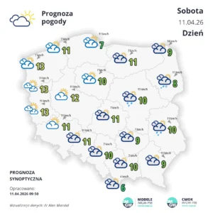 Mapa pogodowa Polski 11 kwietnia 2026