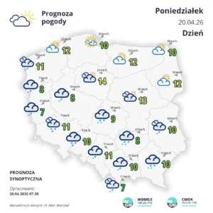 Mapa pogoowa Polski 20 kwietnia 2026