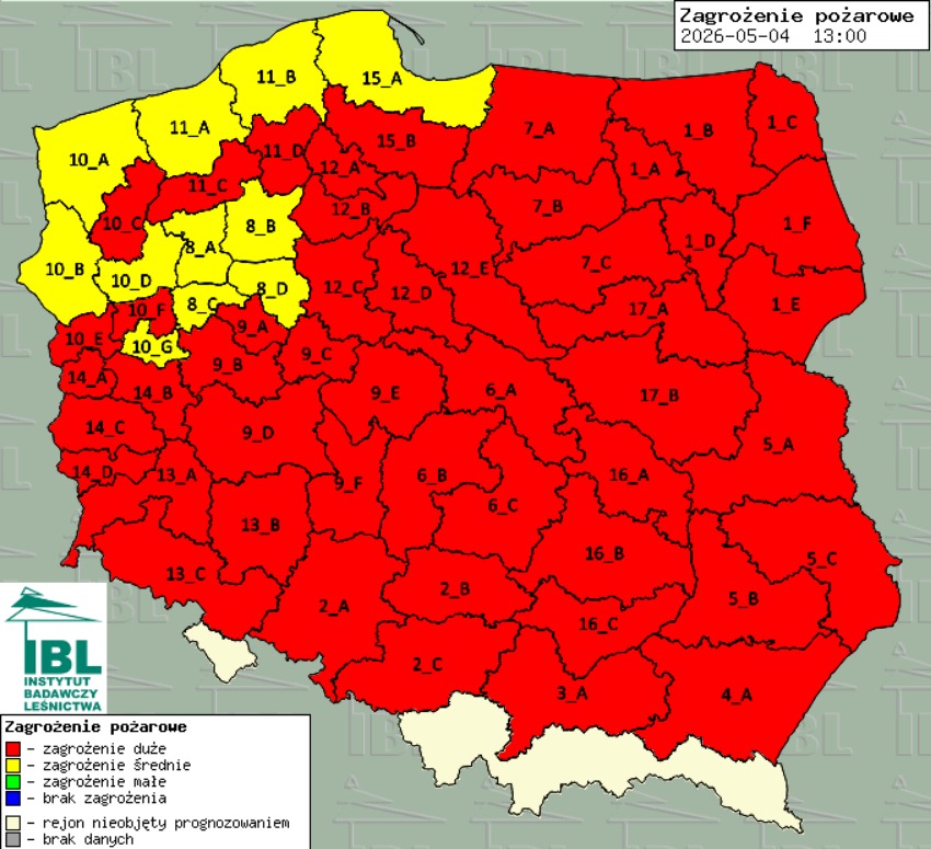 Mapa Pożarowa Polski Maj 2026