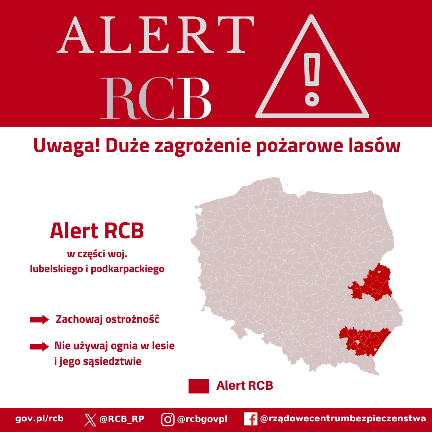 Mapa Polski Dla Alertu Pożąrowego Rcb Maj 2026