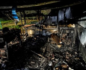 Pożar garażu w miejscowości Wylewa