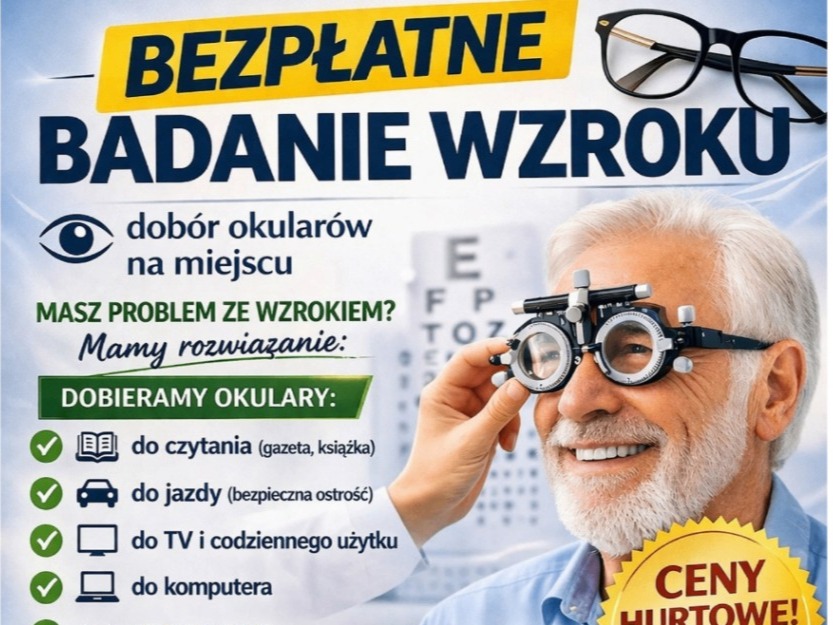 Zbadaj wzrok całkowicie za darmo. Specjaliści przyjadą do Zarzecza!