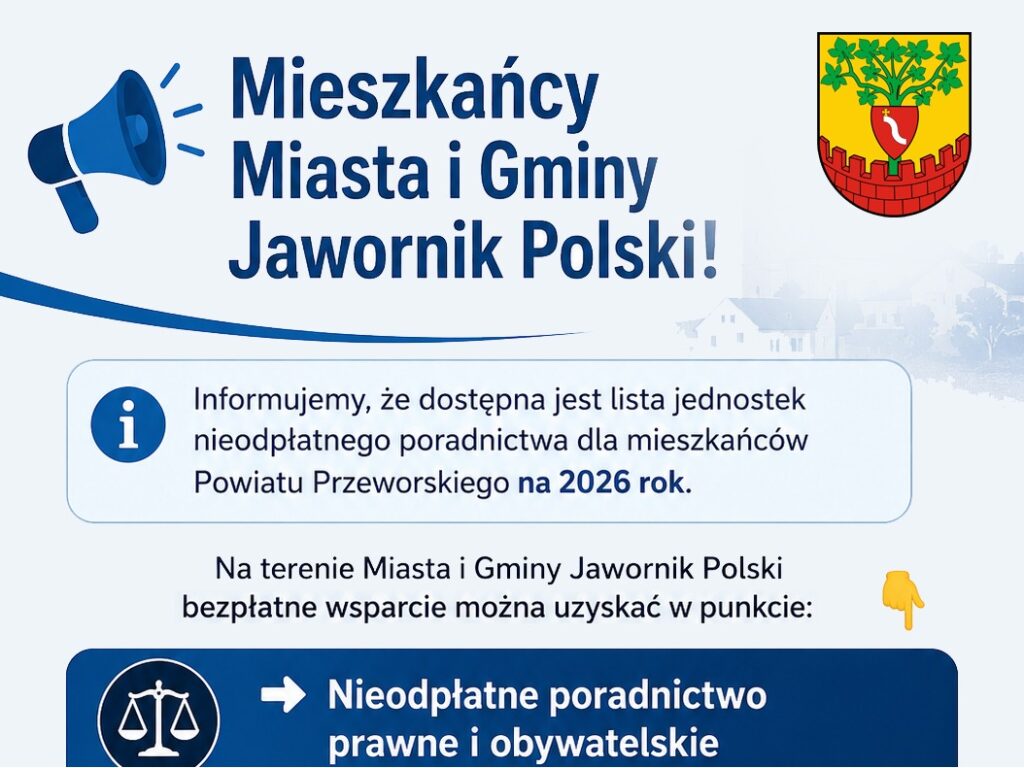 Bezpłatne porady prawne i obywatelskie w Jaworniku Polskim 2026