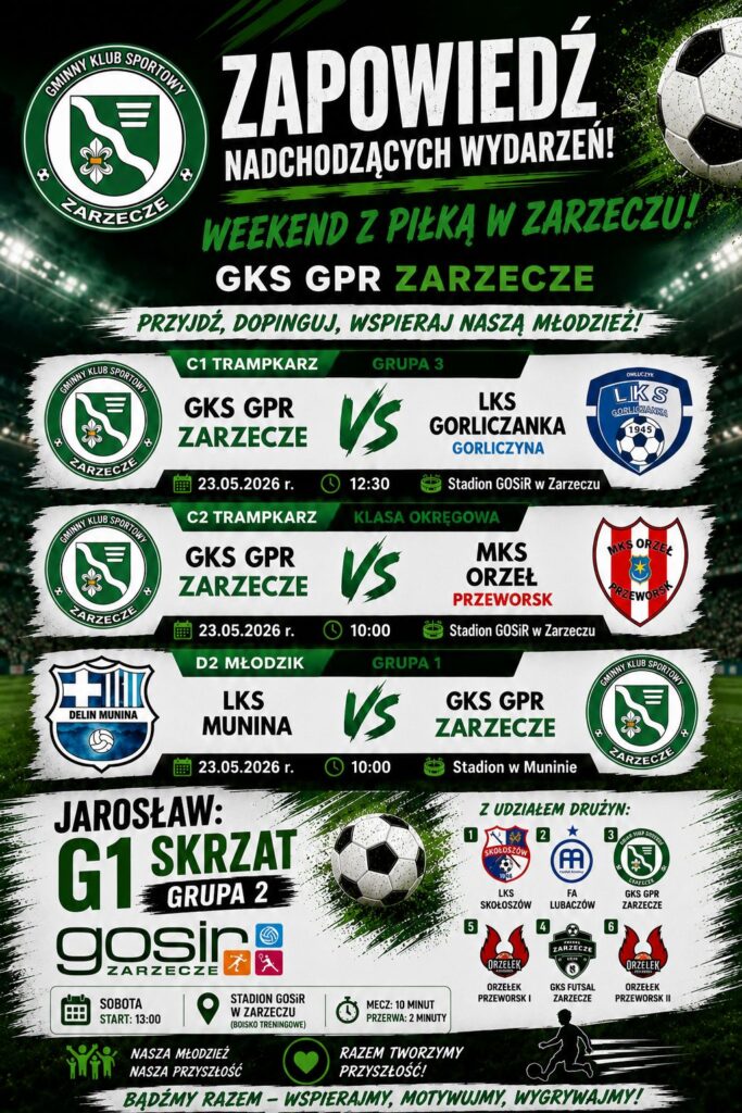 Piłkarska Sobota! Drużyny Młodzieżowe Gks Gpr Zarzecze Ruszają Do Walki [Terminarz]
