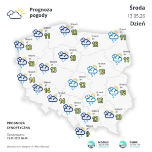 Mapa pogodowa Polski 1 maja 2026