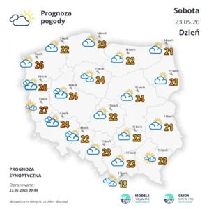 Mapa pogodowa Polski 23 maja 2026
