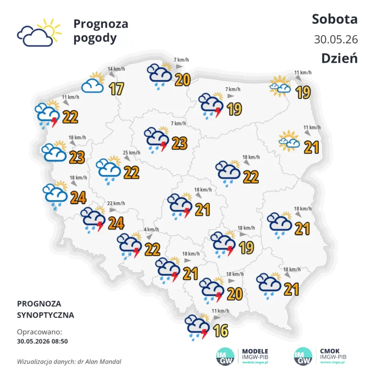 MApa pogodowa Polski 30 maja 2026