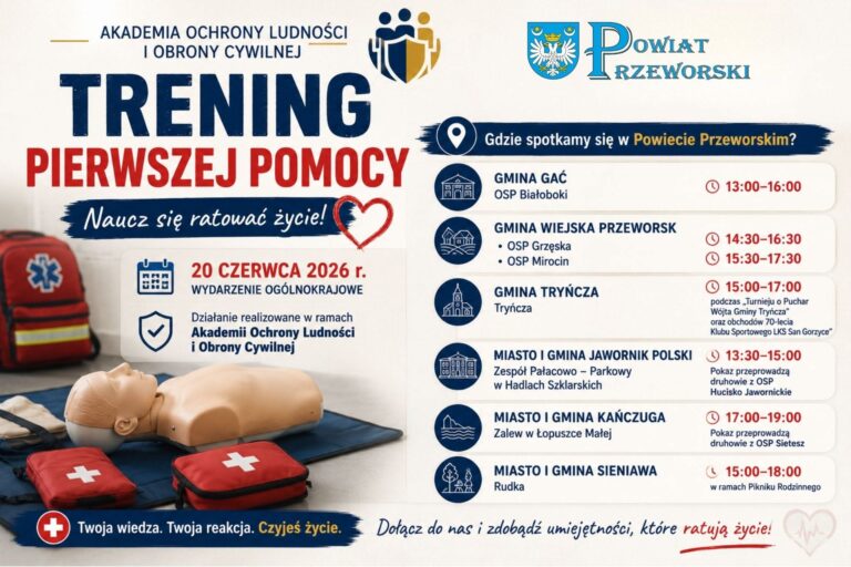 Powiat Przeworski zaprasza na ogólnokrajowy trening pierwszej pomocy. Sprawdź godziny pokazów