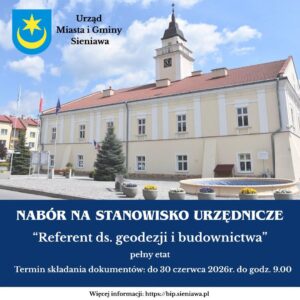 Urząd Miasta i Gminy Sieniawa szuka pracownika. Ruszył nabór
