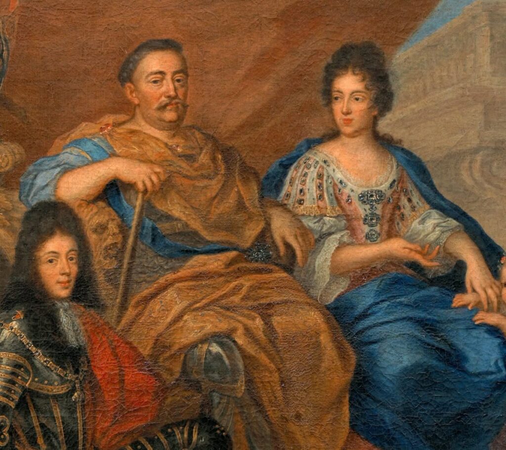 Twarde Dowody W Kronice Bernardynów. Król Sobieski Odwiedził Przeworsk Dwukrotnie 2 Jan Iii Sobieski Z Królową Marysieńką, Fragment Obrazu Henriego Gascara, Ok. 1693, Muzeum Pałacu Króla Jana Iii W Wilanowie; Wikimedia Commons