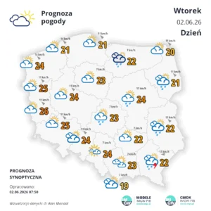 MApa pogodowa Polski 02.06.2026