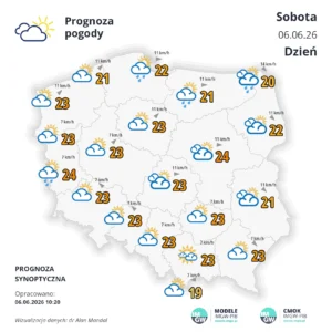 Mapa pogodowa Polski 6 czerwca 2026