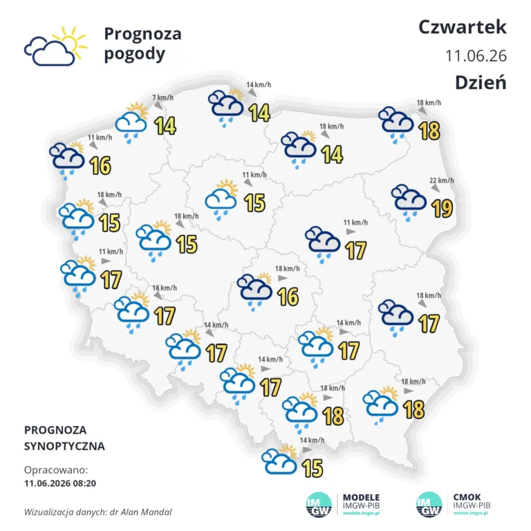 Mapa pogodowa Polski 11 czerwca 2026