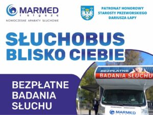 Bezpłatne badania słuchu w gmini Adamówka. Przed urzędem stanie słuchobus
