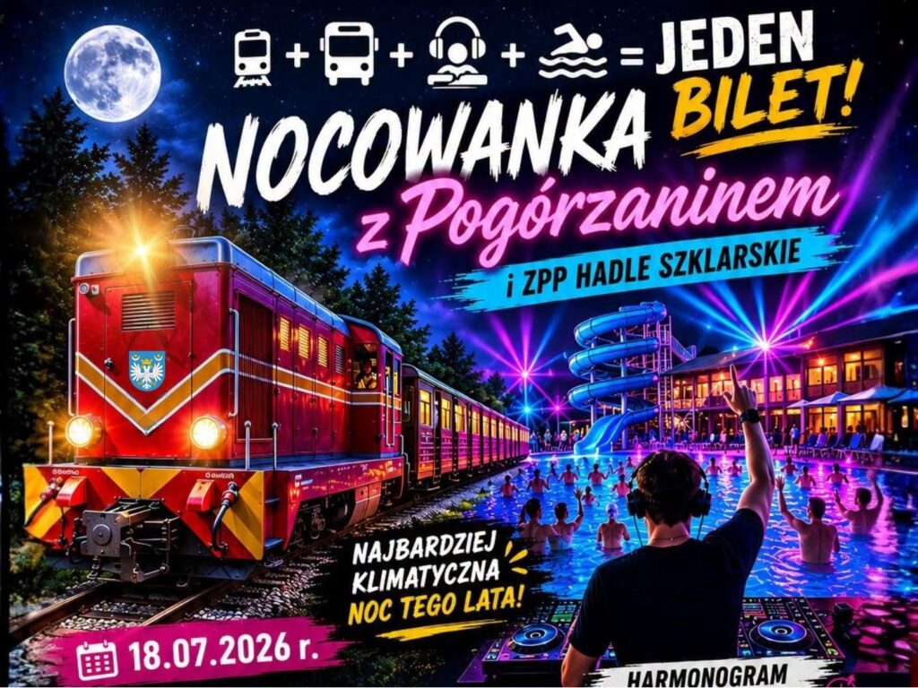 Pociąg, basen i DJ pod gołym niebem! Pierwsza taka nocna impreza dla dorosłych z "Pogórzaninem"