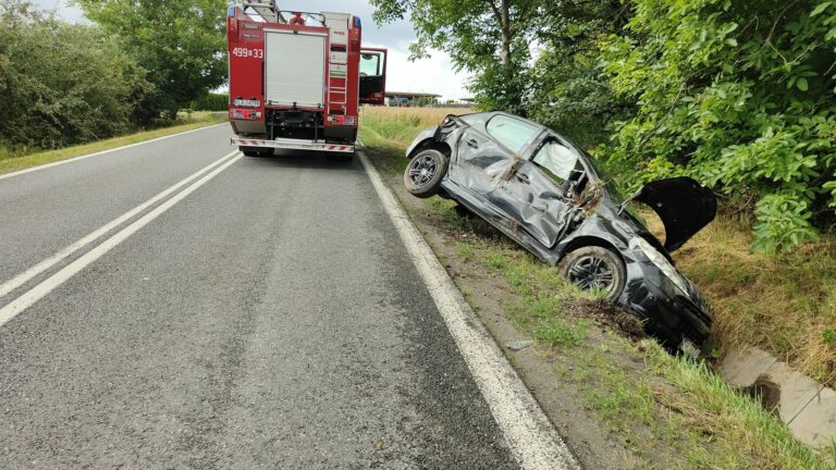 Rozbity samochód i ranna osoba. Groźny finał sobotniej podróży przez Markową
